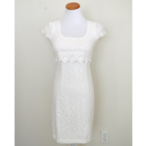 Jessica Simpson Dresses & Skirts - Jessica Simpson White Eyelet Summer Sheath Dress 2